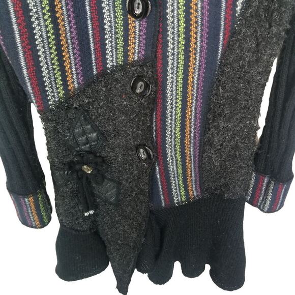 Liquid by Sioni Wool Mohair Sweater Cardigan Artsy Mixed Media Sz S Teachercore - Picture 3 of 8